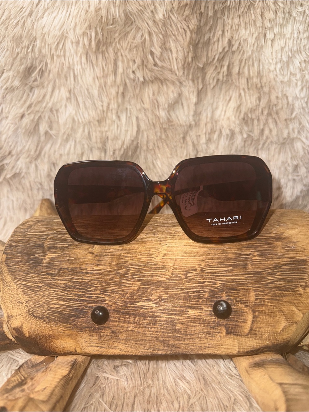 Tahari Brown Tortoiseshell Oversized Square Sunglasses NWT